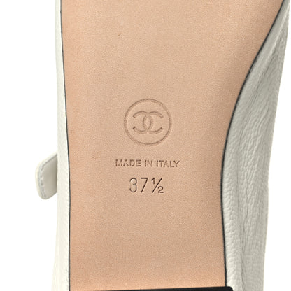 Chanel Calfskin Mary Jane Flats 37.5 White Black 6 of 10