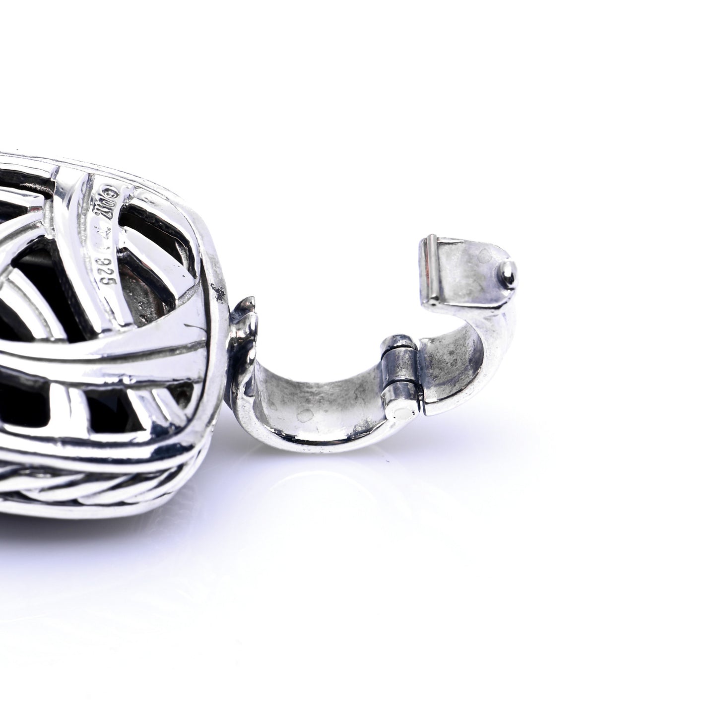 Sterling Silver Diamond Onyx 14mm Albion Enhancer Pendant