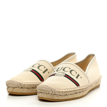 Gucci Canvas Logo Espadrilles 37.5 Greggio White 3 of 10