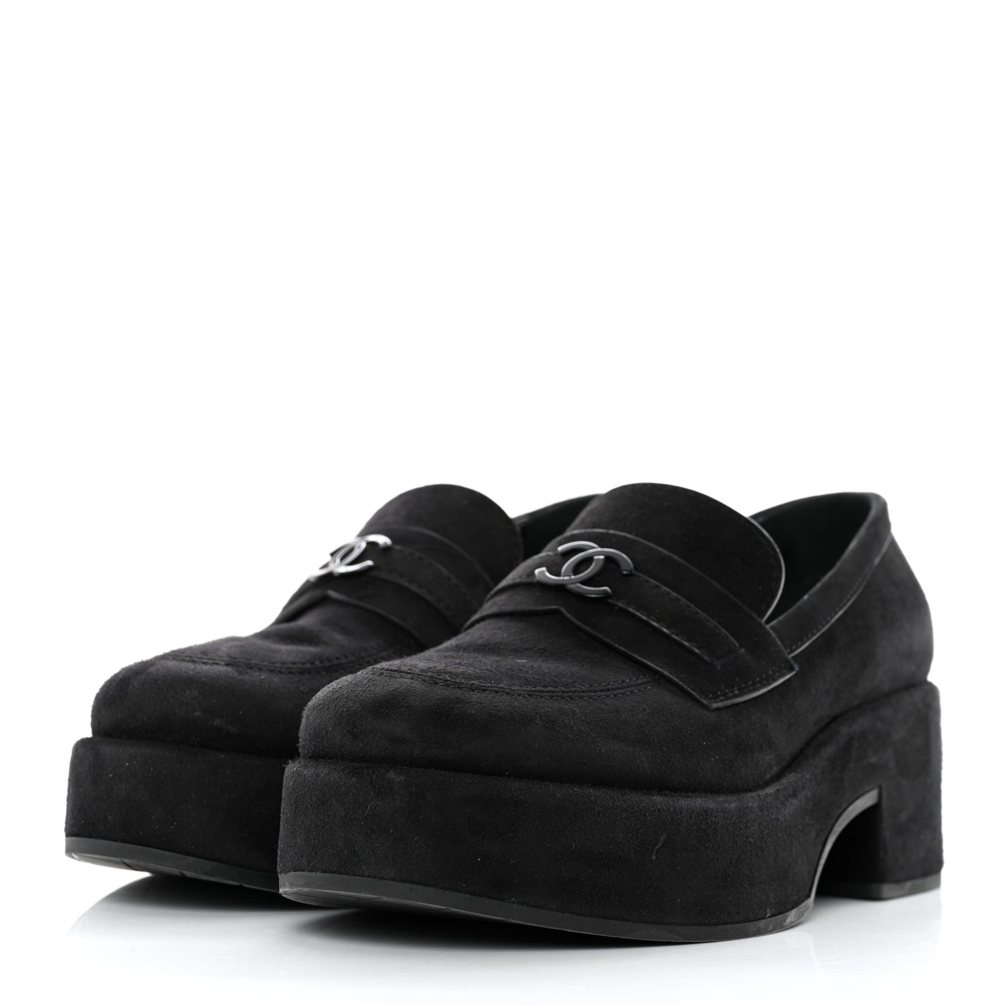 Suede CC Platform Loafers 38 Black