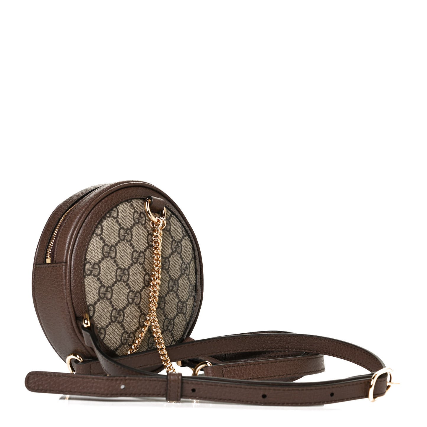 GG Supreme Monogram Web Mini Ophidia Round Backpack Brown