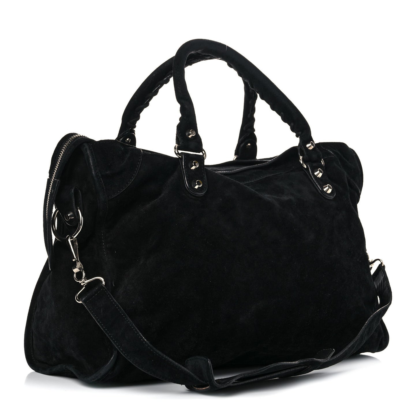 Baby Daim Suede Classic Silver Hardware City Black