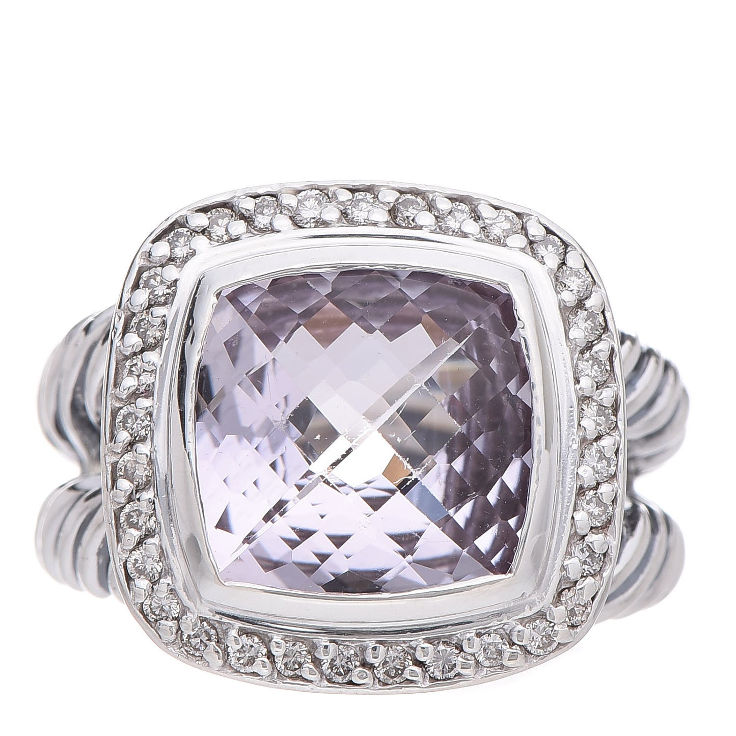 Sterling Silver Diamond Lavender Amethyst 11mm Albion Ring 54 7