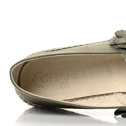 Chanel Fabric Camellia CC Espadrilles 40 Khaki 8 of 9