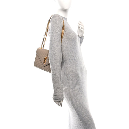Saint Laurent Grain De Poudre Textured Mixed Matelasse Medium Triquilt Monogram Satchel Dark Latte 2 of 12