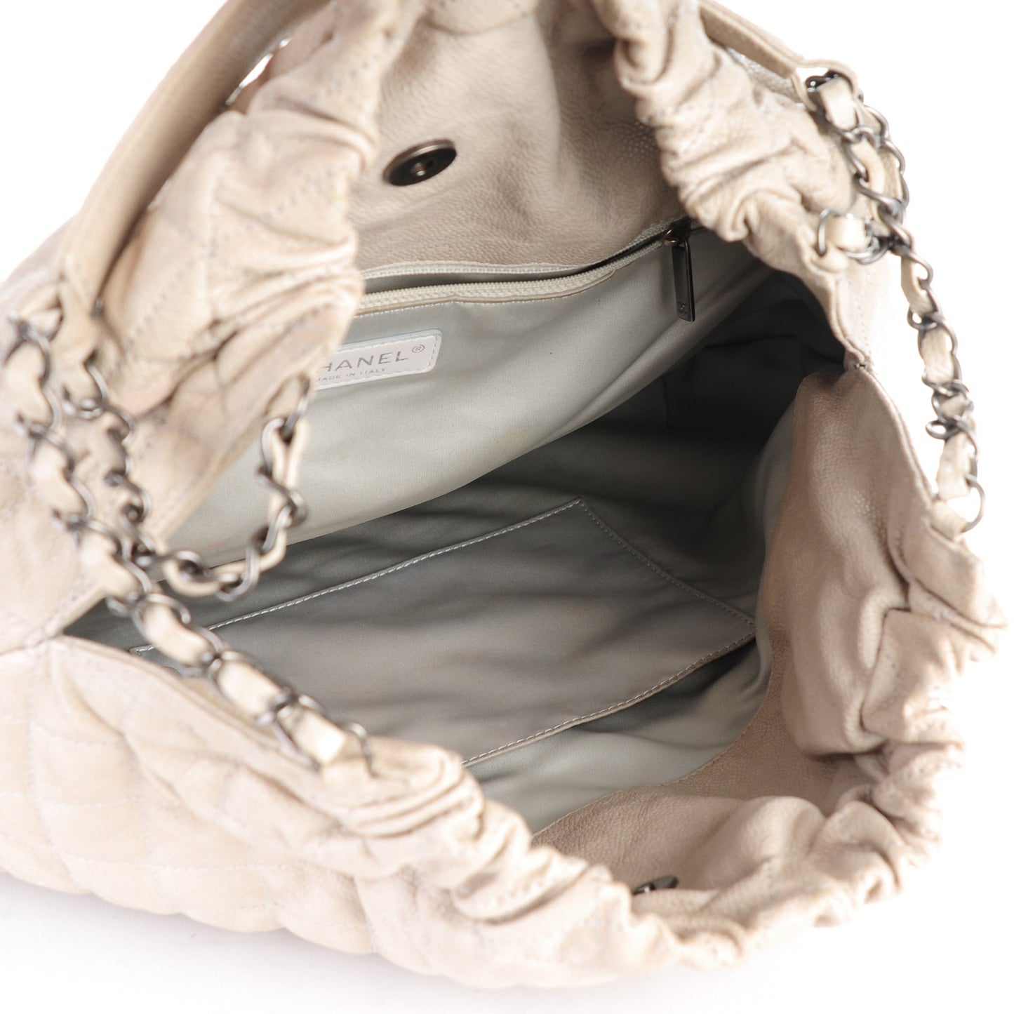 Caviar Quilted Large Elastic Tote Gray