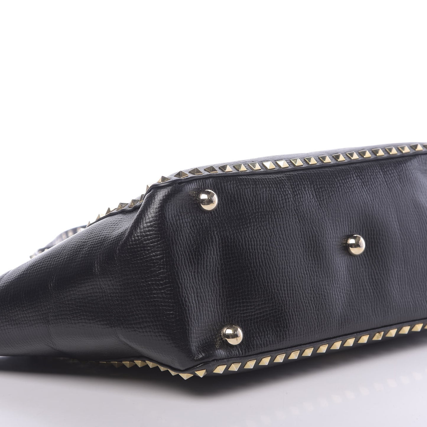 Textured Calfskin Medium Rockstud Tote Black