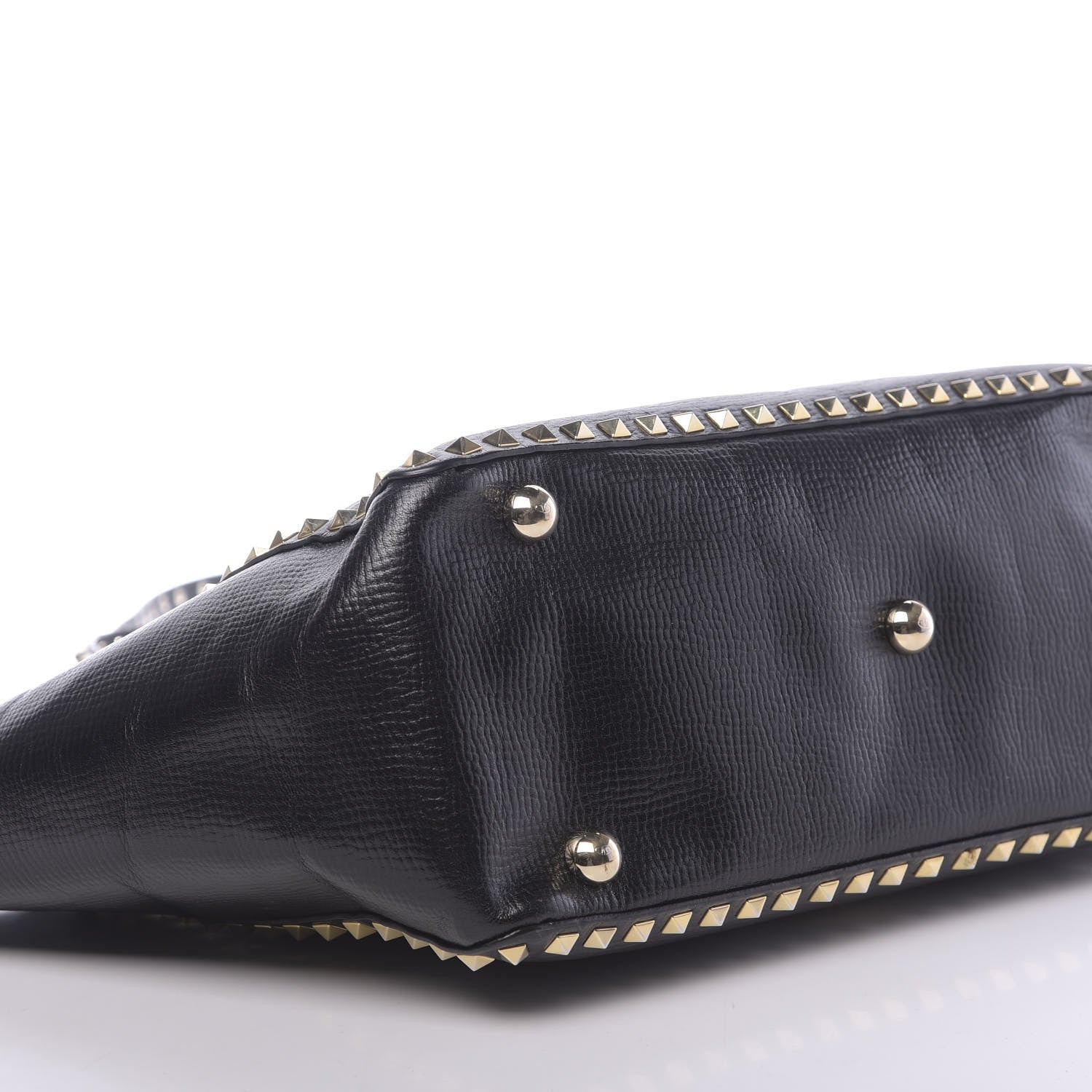 Valentino Garavani Textured Calfskin Medium Rockstud Tote Black 12 of 13