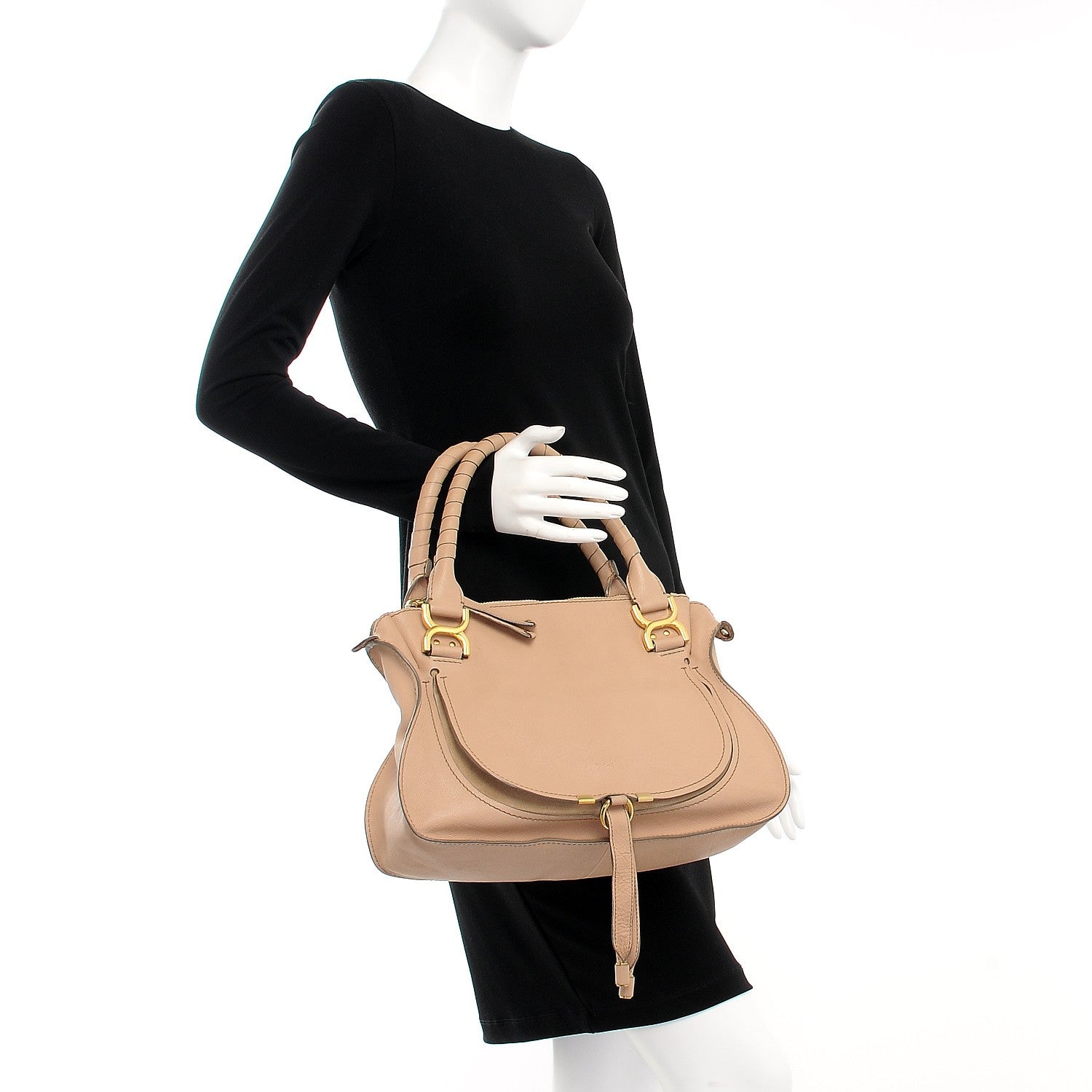 Chloe Calfskin Medium Marcie Nude Satchel Natural 2 of 13