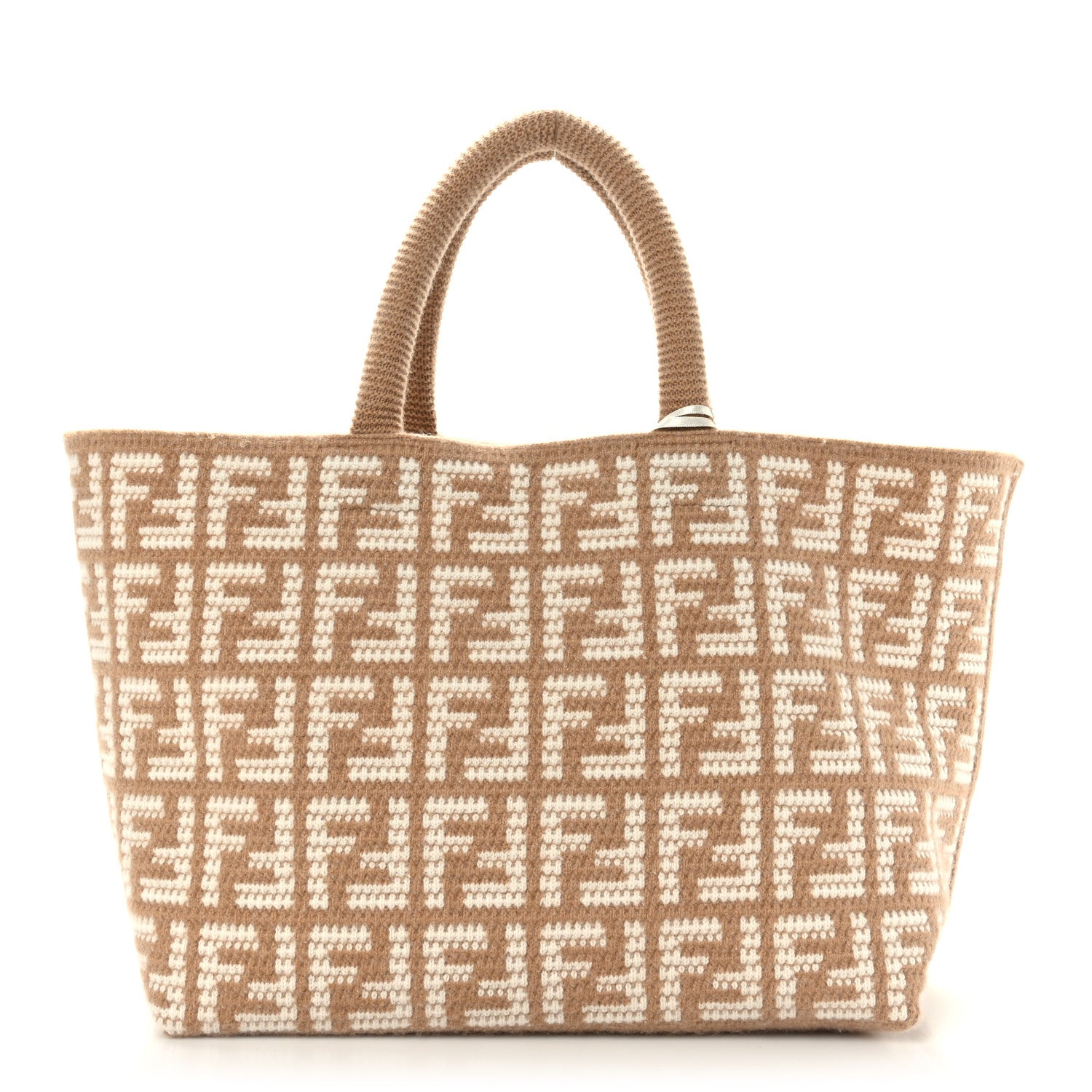 Fendi Cashmere Knit FF Large Shopper Tote Cammello 1 of 9