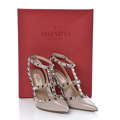 Valentino Garavani Patent Nappa Rockstud Ankle Strap 100mm Pumps 37 Poudre 8 of 8