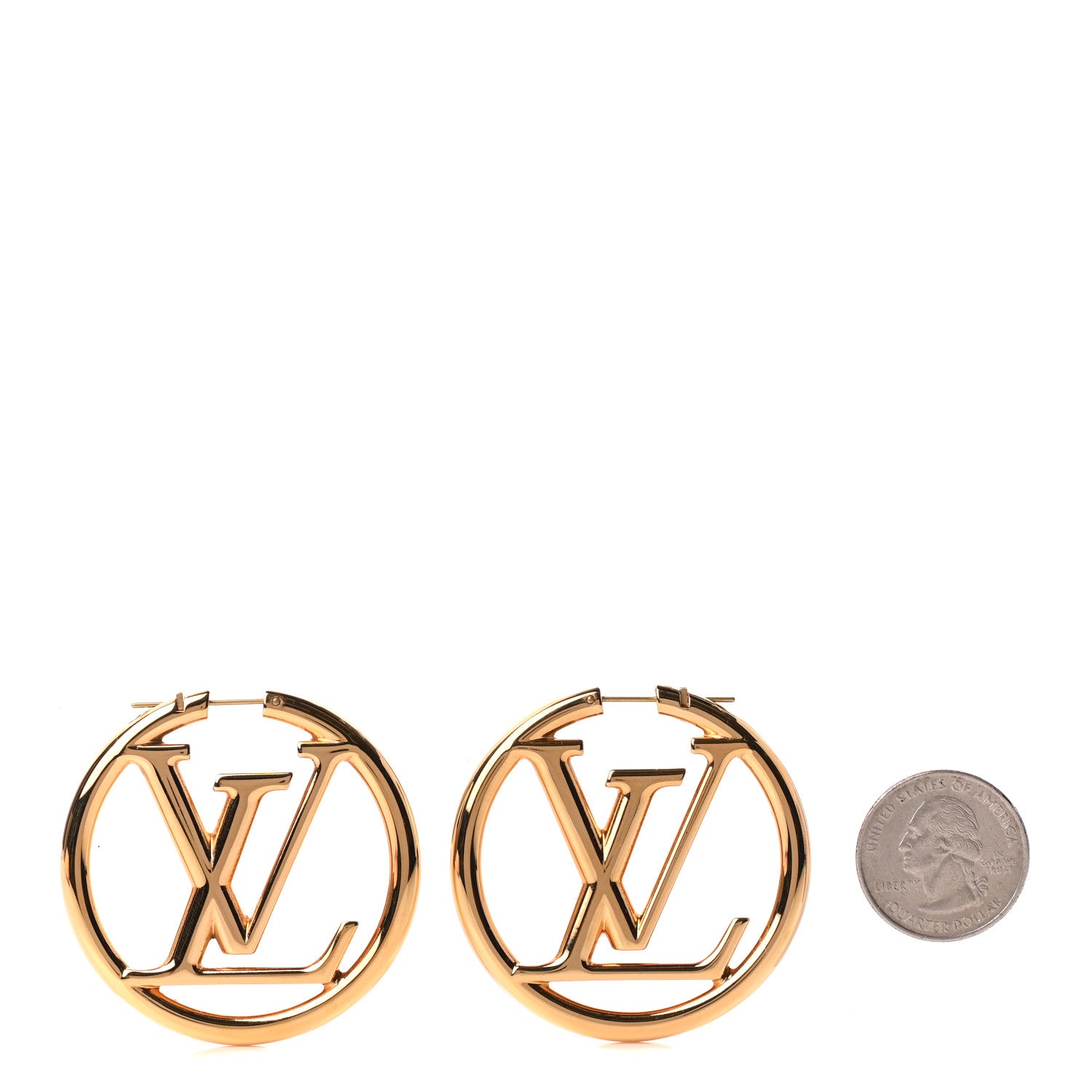 Louis Vuitton Metal Louise Hoop Earrings Gold 2 of 4