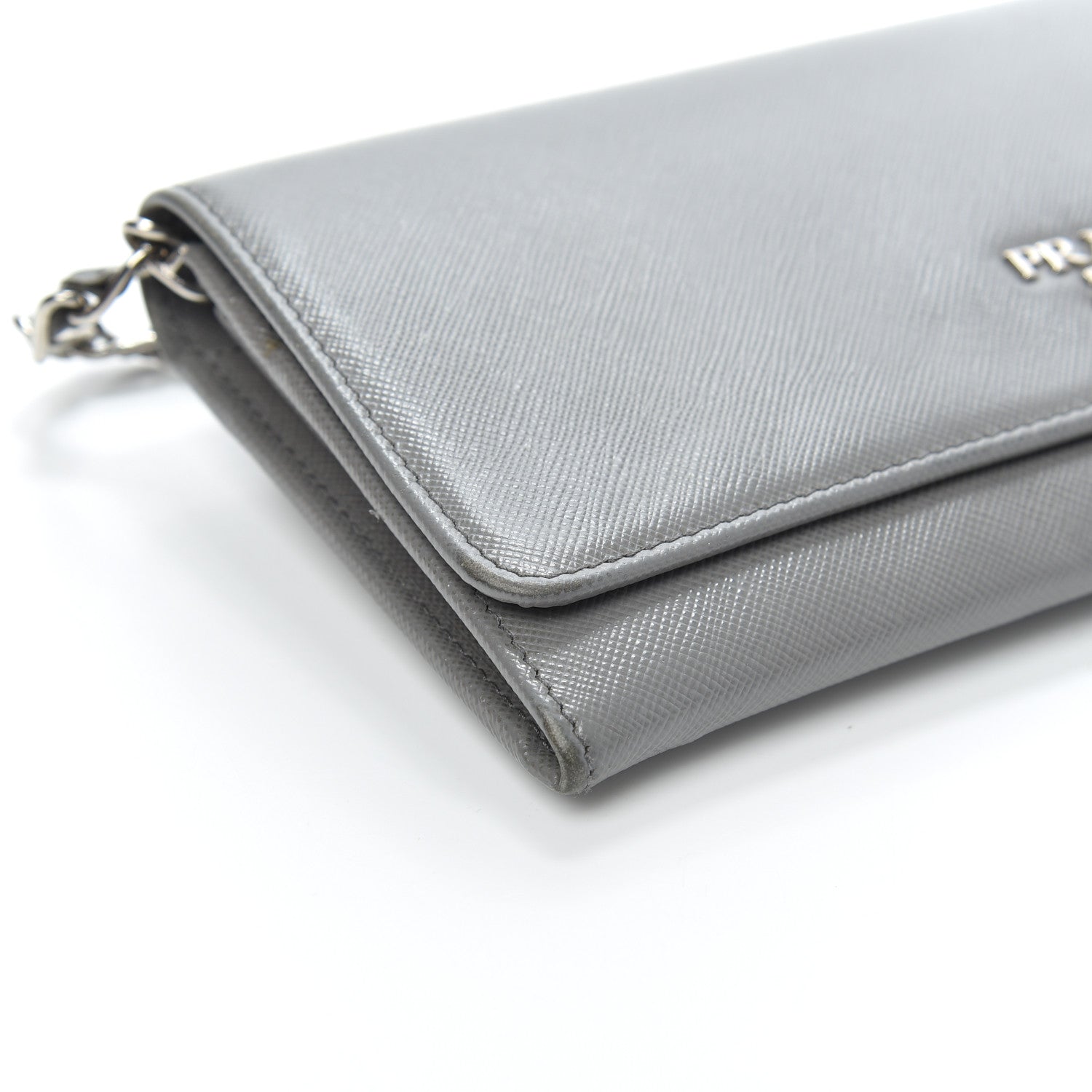 Prada Saffiano Metal Oro Chain Wallet Marmo 7 of 8