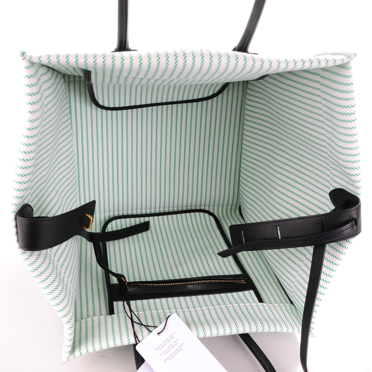 Celine Cotton Canvas Striped Medium Phantom Luggage White Green 5 of 9