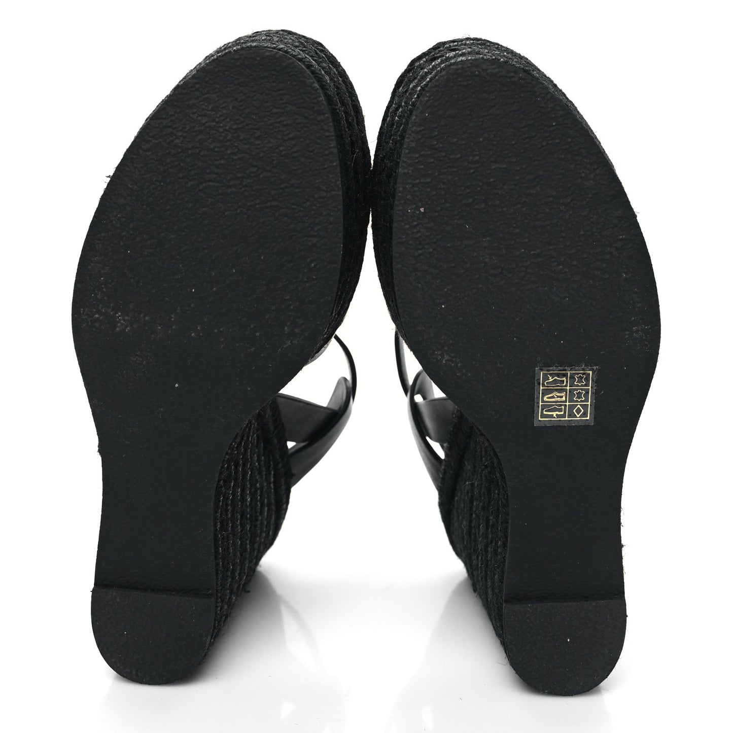 Calfskin Tribute 95 Platform Espadrille Wedge Sandals 39 Black