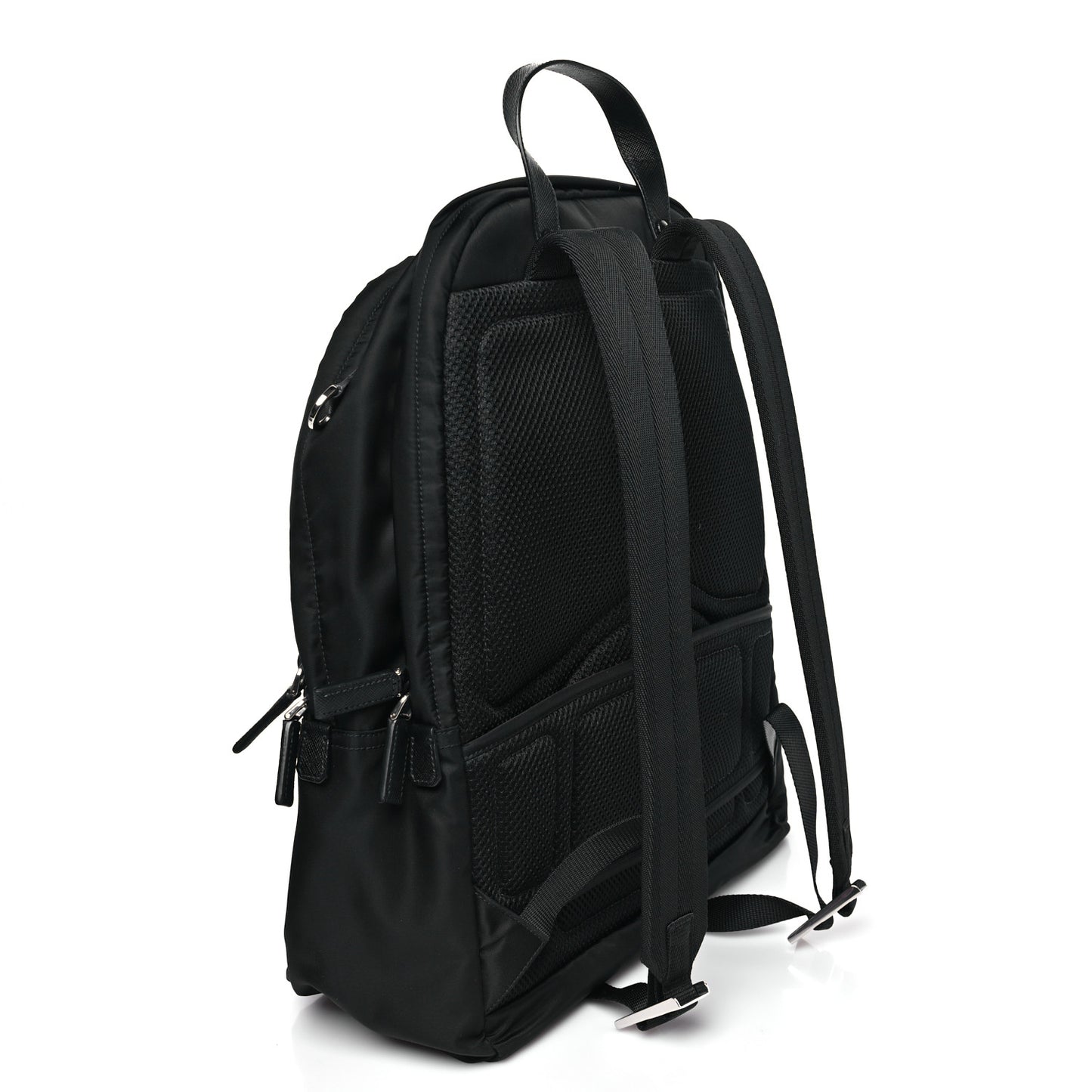 Re-Nylon Saffiano Zip Backpack Black