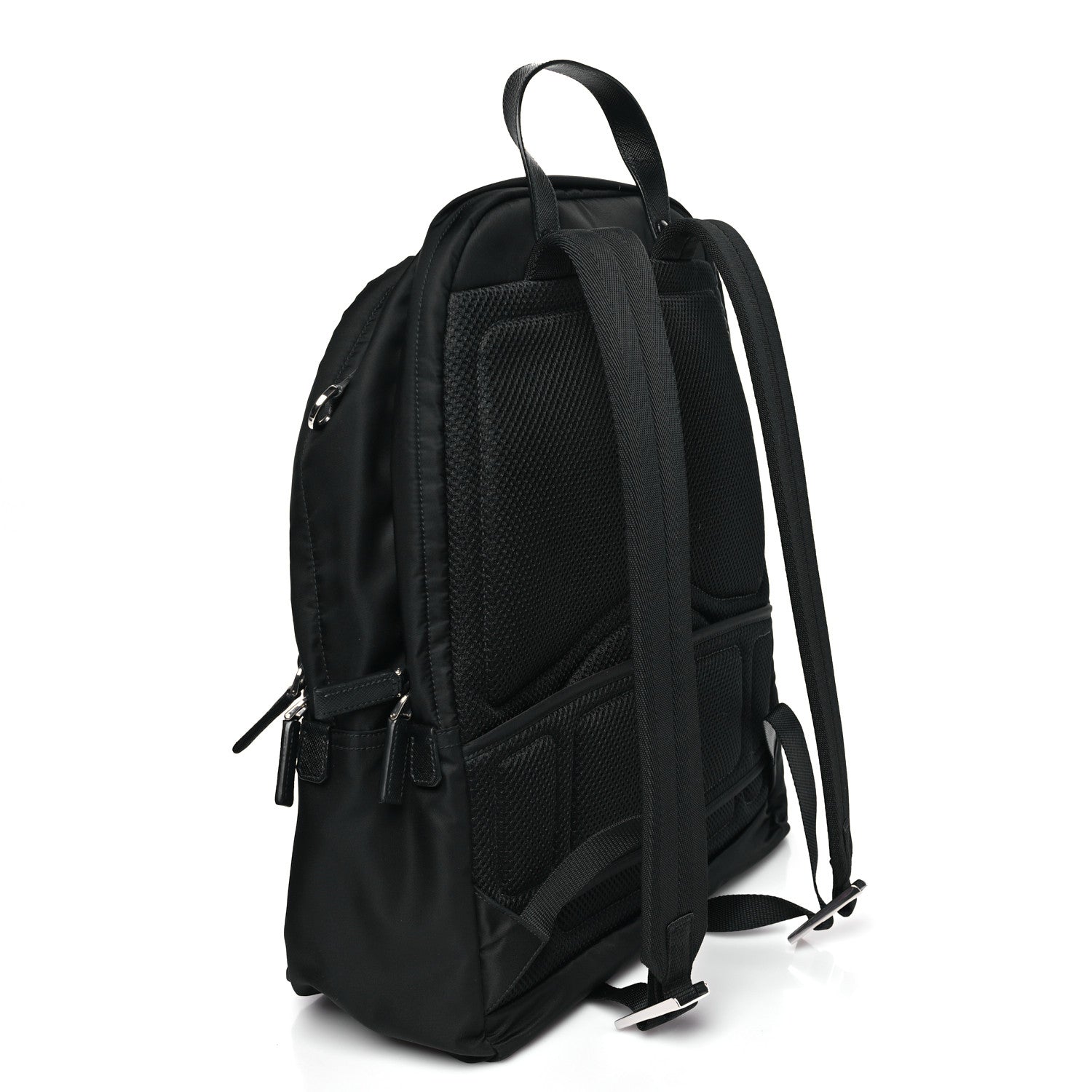 Prada Re-Nylon Saffiano Zip Backpack Black 3 of 9