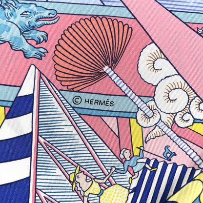 Hermes Silk Animapolis Scarf 140 Bubble Gum Bleu Jaune 3 of 3