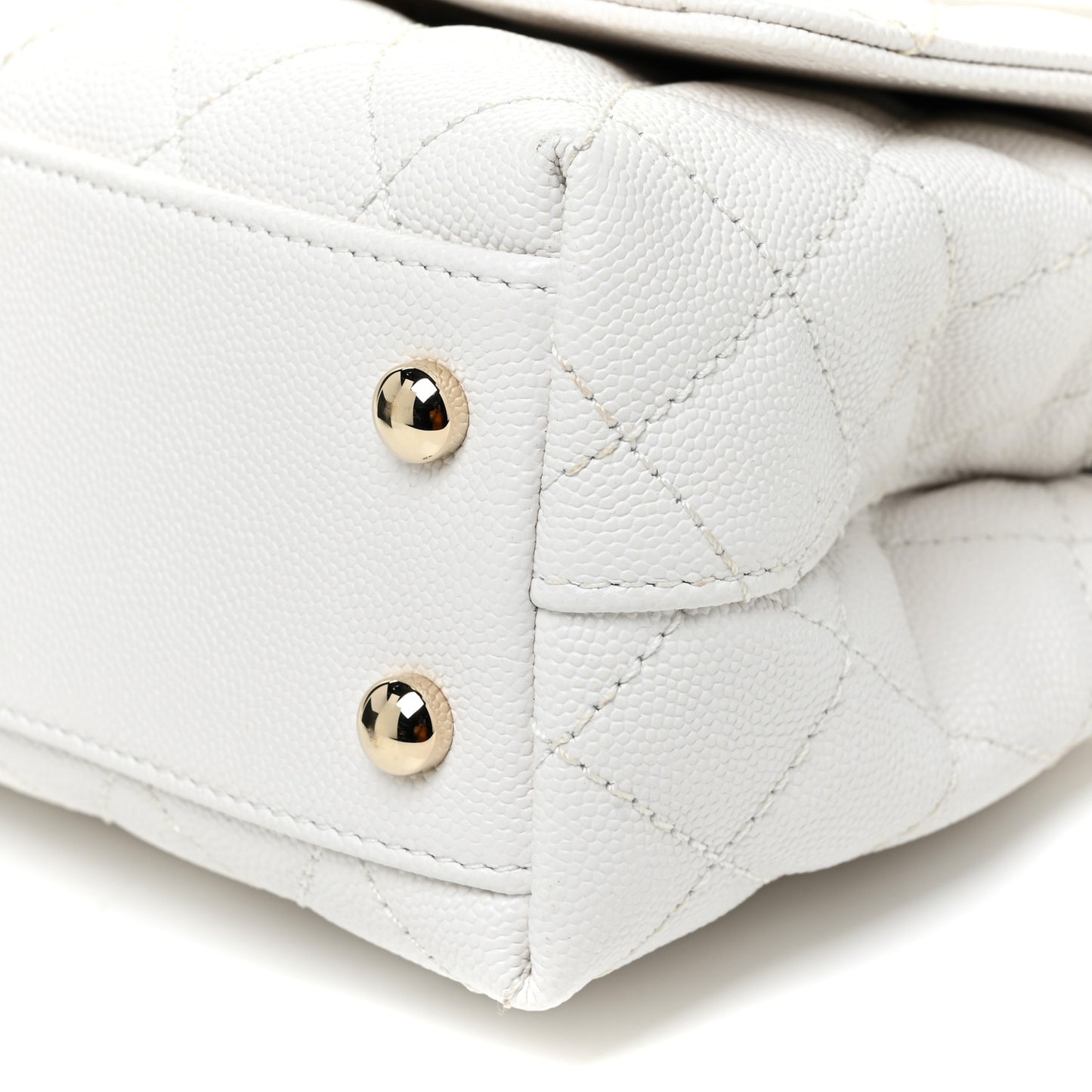 Caviar Quilted Extra Mini Coco Handle Flap White