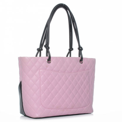 Chanel Calfskin Quilted Large Cambon Tote Pink Black 3 of 7