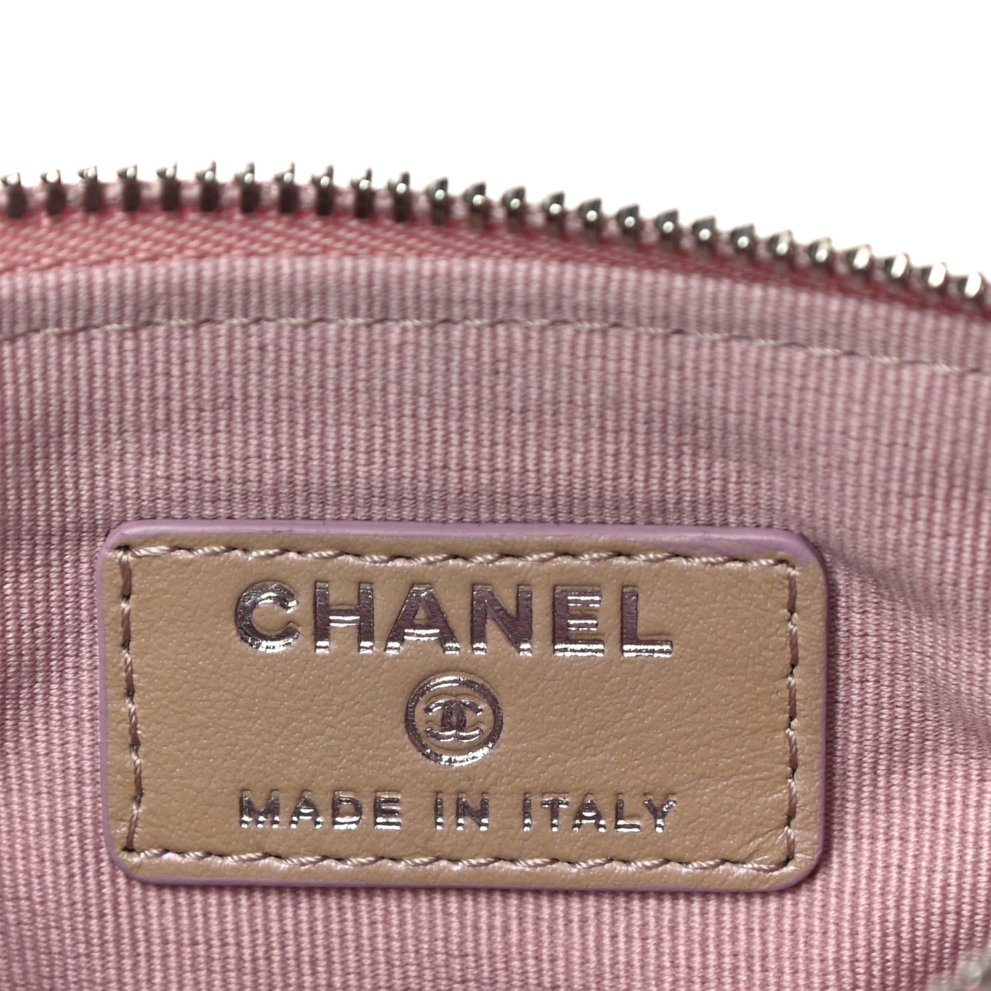 Iridescent Calfskin Quilted Small Cosmetic Case Pink