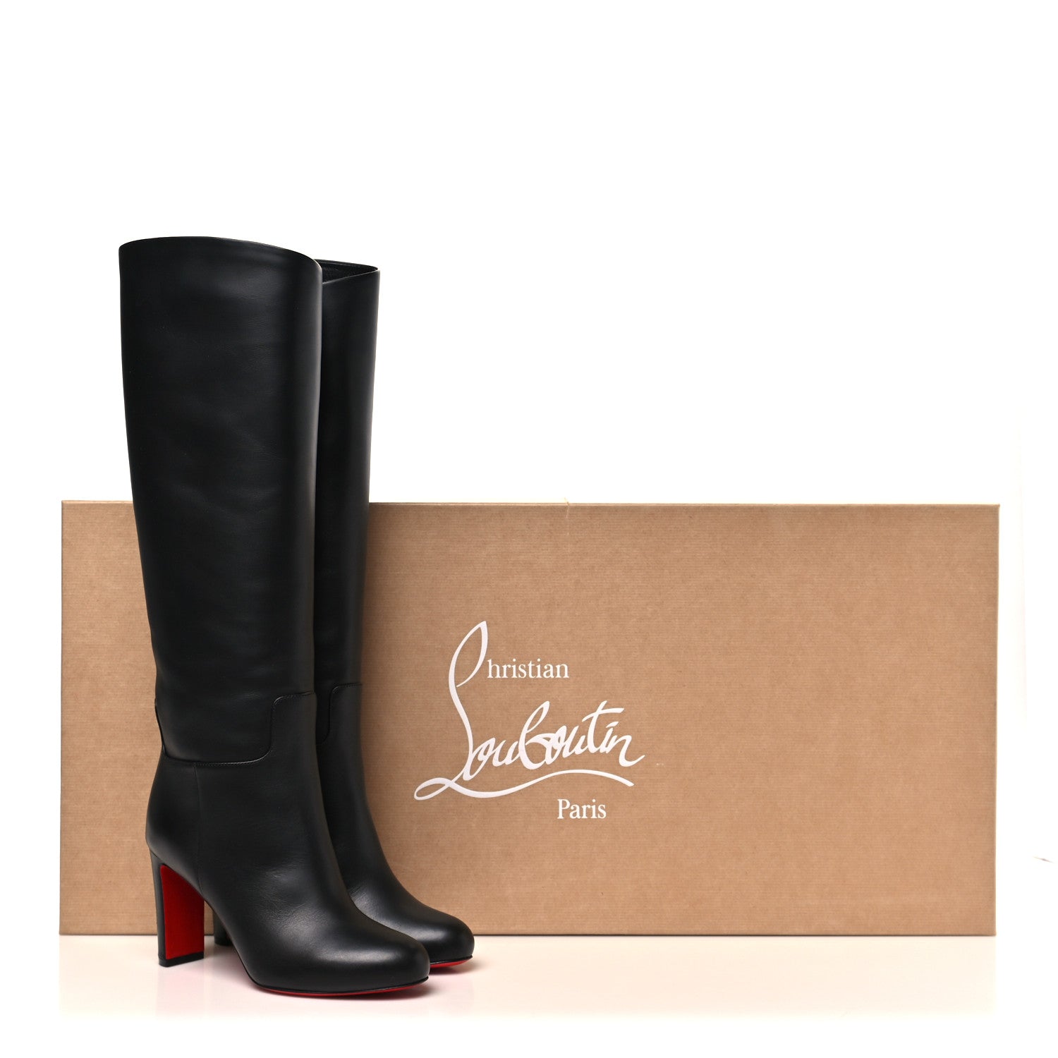 Christian Louboutin Calfskin Loo Botta 85 Knee High Boots 38 Black 7 of 7