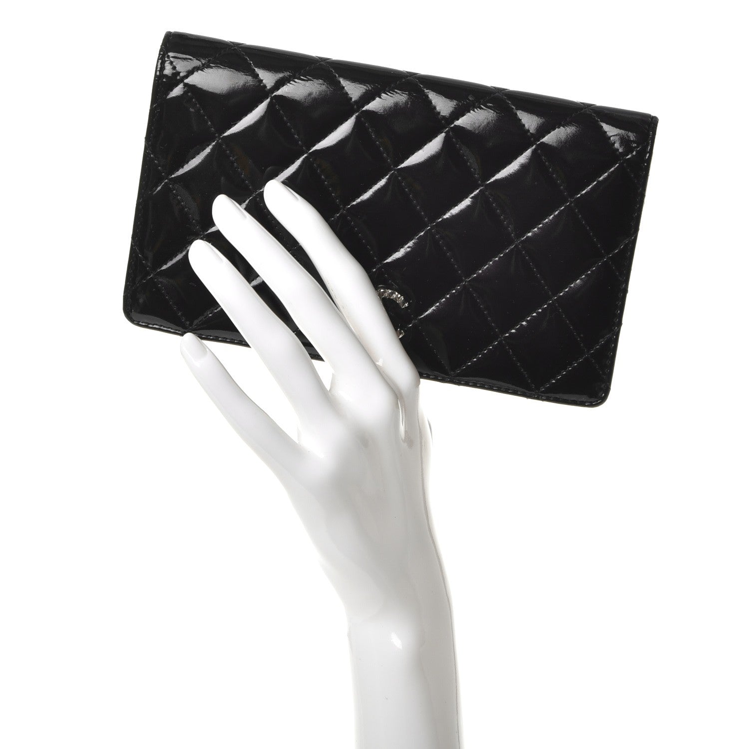 Chanel Patent Quilted Brilliant Yen Wallet Dark Purple 2 of 9
