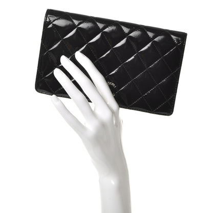 Chanel Patent Quilted Brilliant Yen Wallet Dark Purple 2 of 9