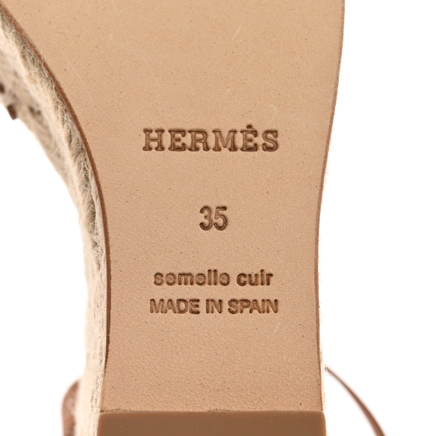 Hermes Calfskin Tipoli Espadrille Wedge Sandals 35 Gold 6 of 10