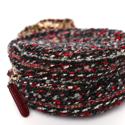 Chanel Tweed Quilted Round Clutch With Chain Red 9 of 10