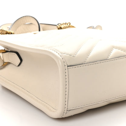 Gucci Calfskin Matelasse Chevron Mini GG Marmont Tote Mystic White 9 of 11