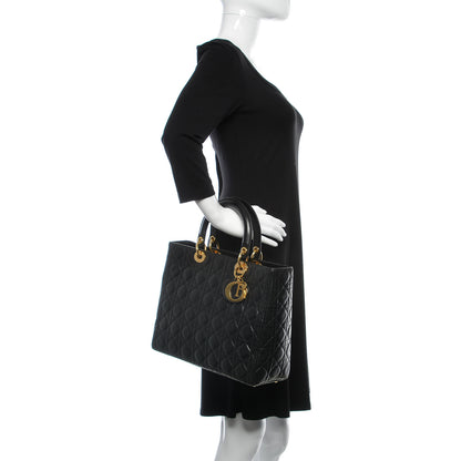 Christian Dior Lambskin Cannage Large Lady Dior Black 2 of 13
