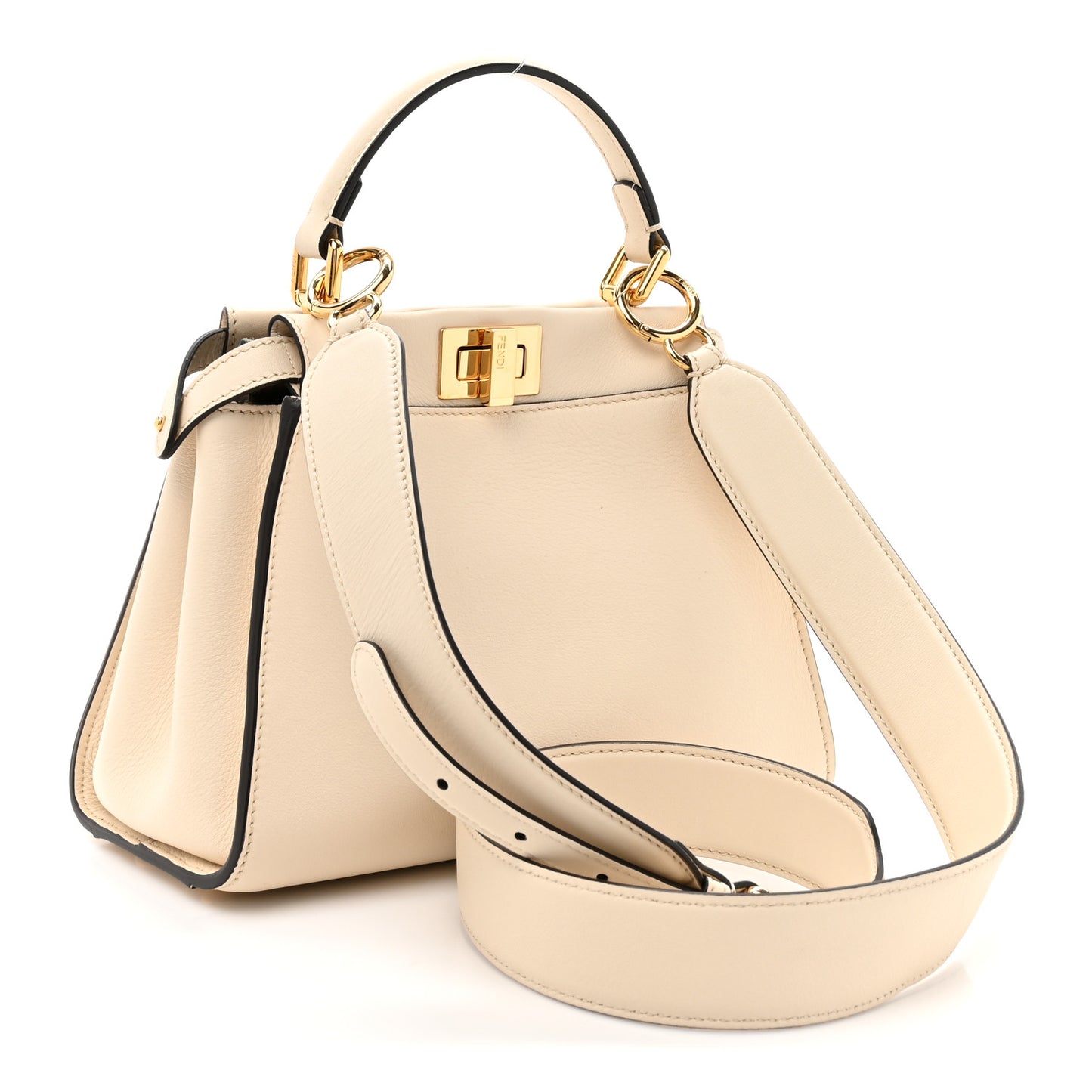 Vitello Seta Suede FF Mini Peekaboo Iconic Satchel Uovo Sigaro Marrone