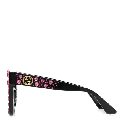 Gucci Acetate Hearts Cat Eye Sunglasses GG0116S Black Pink 3 of 8