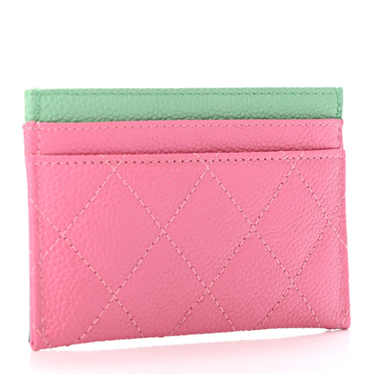 Chanel Caviar Quilted CC Filigree Card Holder Pink Blue Green 2 of 4