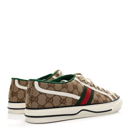 Gucci GG Monogram Web Mens 1977 Tennis Sneakers 8.5 Beige Ebony Mystic White Vert 5 of 8