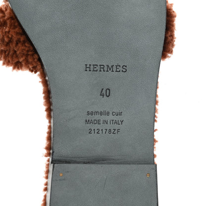 Hermes Woolskin Oran Sandals 40 Cognac 6 of 8