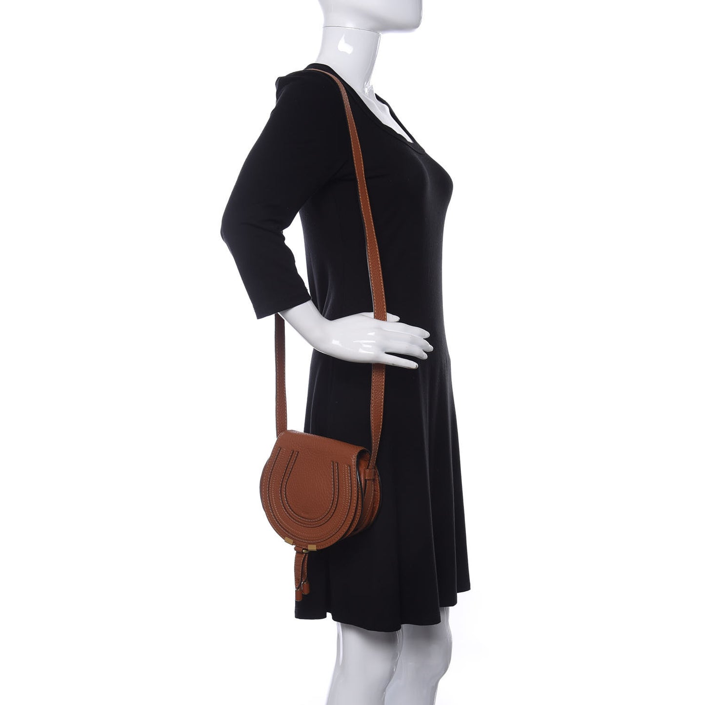 Calfskin Mini Marcie Round Crossbody Bag Tan