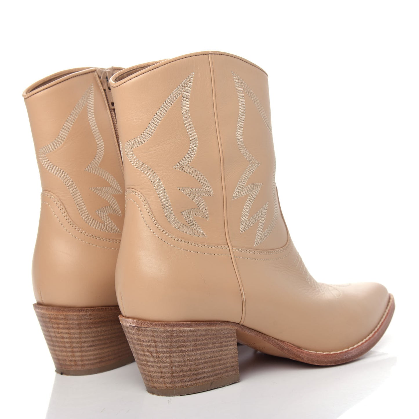 Calfskin Embroidered Texan 50mm Cowboy Ankle Boots 39 Naturale
