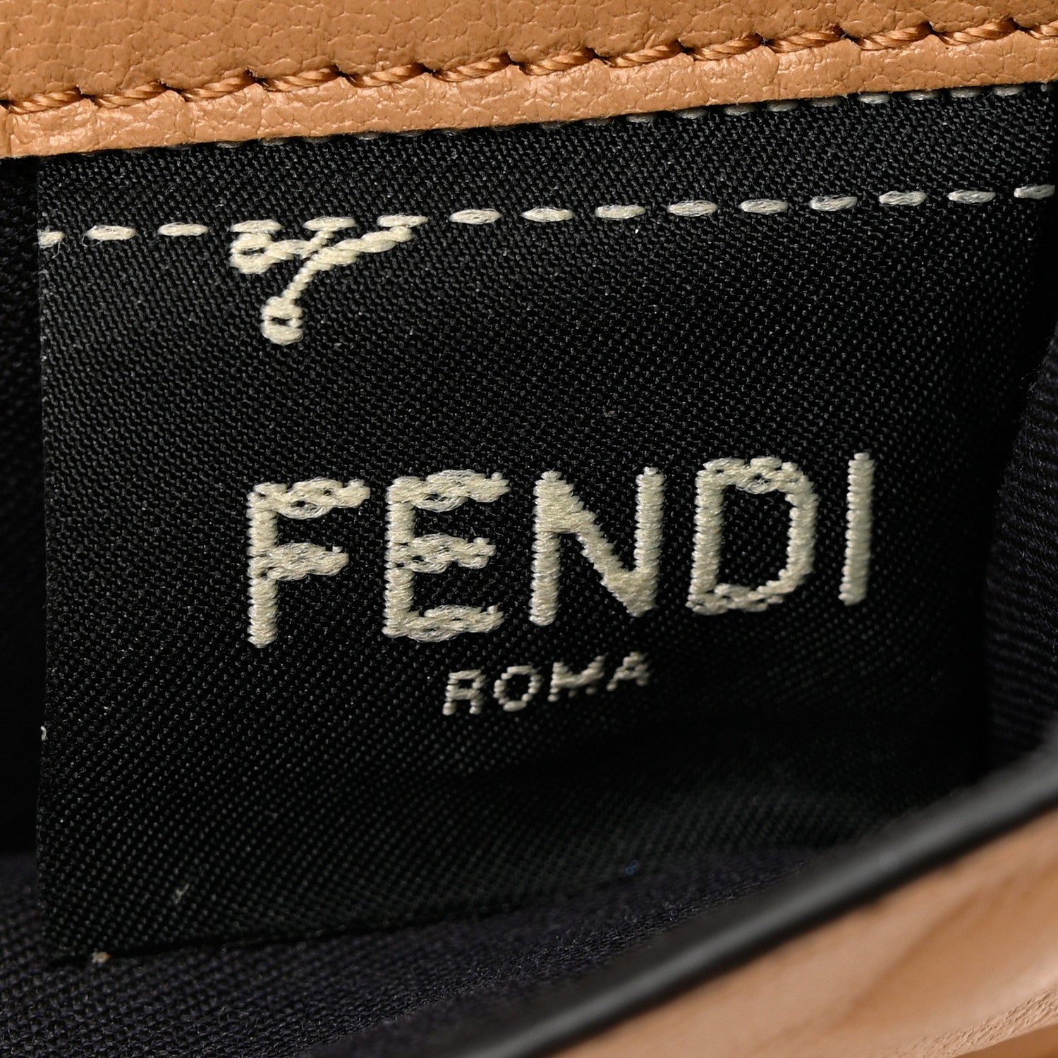 Fendi Nappa Matisse FF Diagonal Embossed Micro Tri-Fold Wallet Miele Scuro 7 of 16