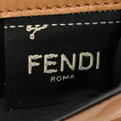 Fendi Nappa Matisse FF Diagonal Embossed Micro Tri-Fold Wallet Miele Scuro 7 of 16