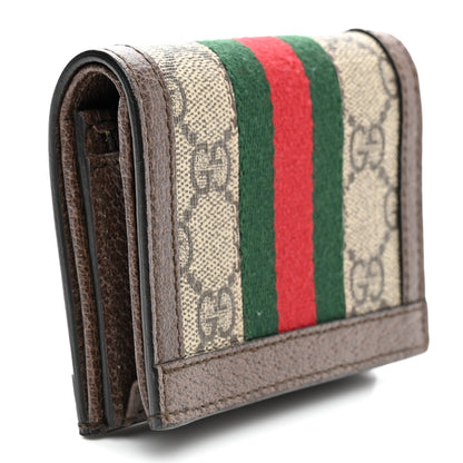 Gucci GG Supreme Monogram Web Ophidia Card Case Beige New Acero 3 of 9