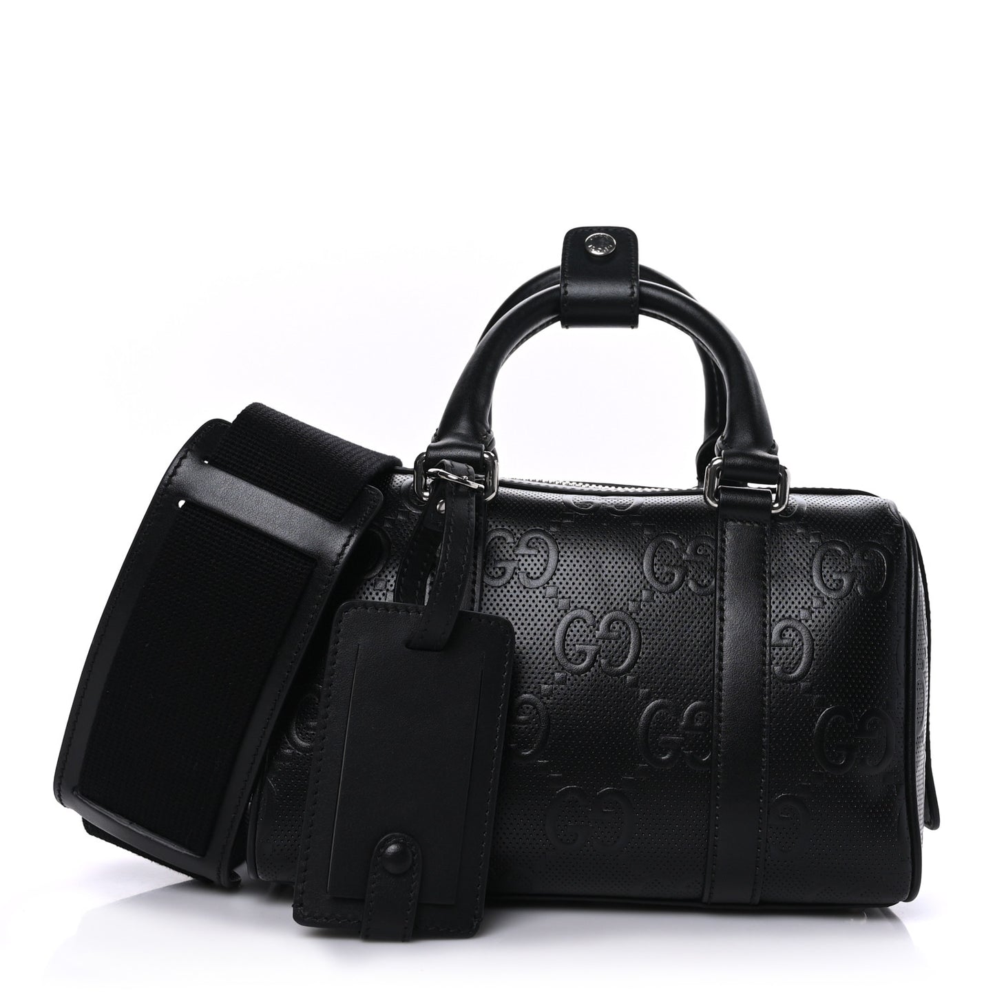 Calfskin GG Tennis Embossed Mini Duffle Bag Black