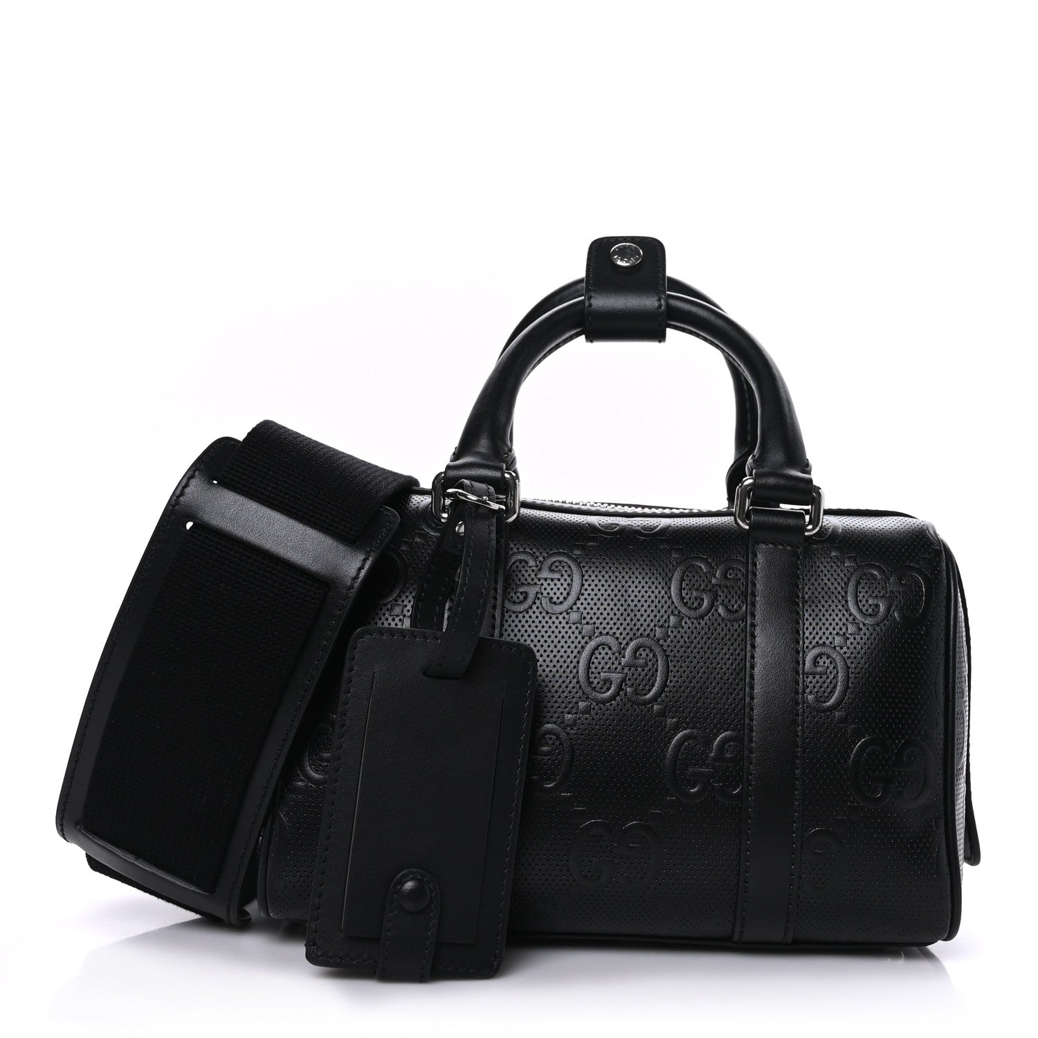 Gucci Calfskin GG Tennis Embossed Mini Duffle Bag Black 1 of 9
