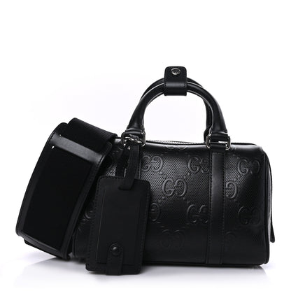 Gucci Calfskin GG Tennis Embossed Mini Duffle Bag Black 1 of 9