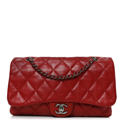 Chanel Lambskin Quilted Large 3 Flap Red 1 of 10