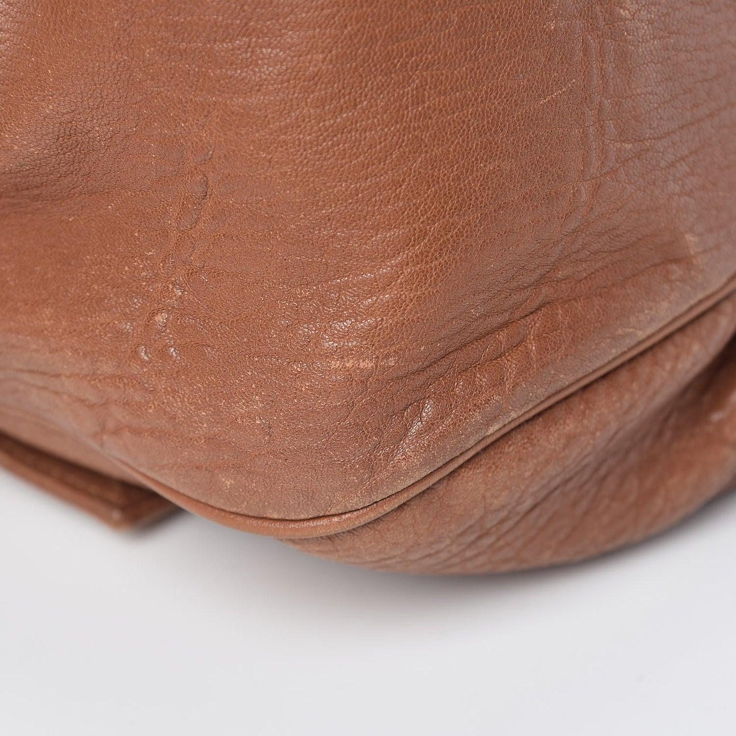 Crinkled Lambskin Mia Shoulder Flap Camel