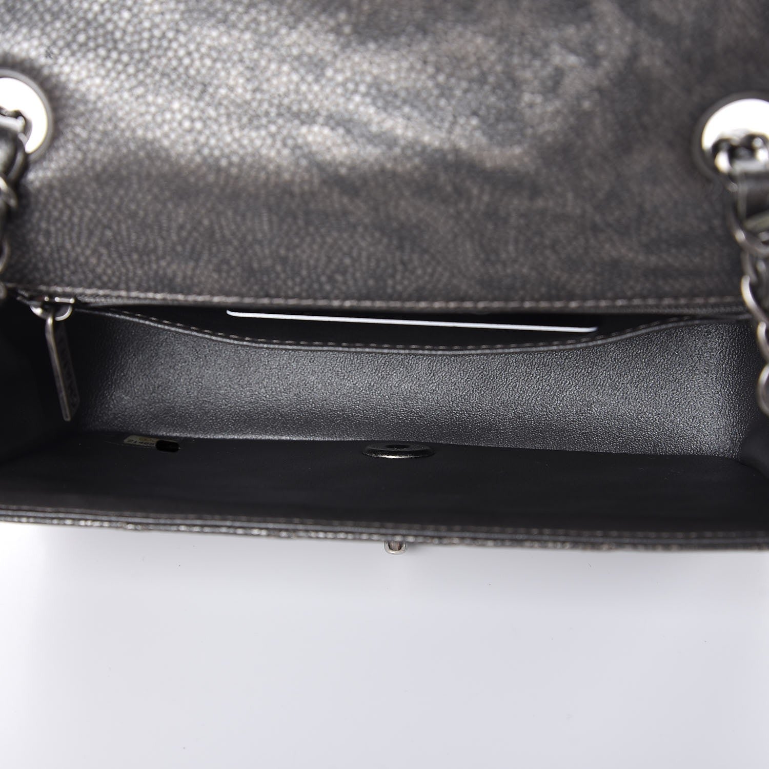 Chanel Metallic Caviar Quilted Mini Rectangular Flap Dark Grey 5 of 7