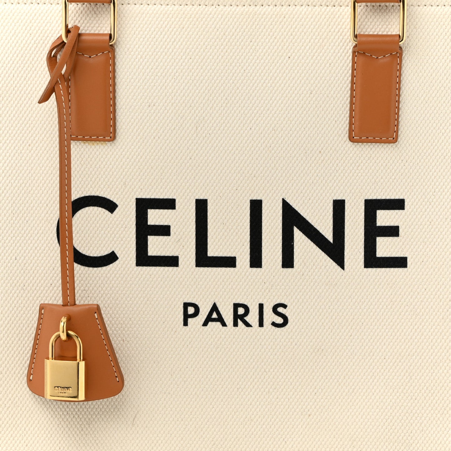 Canvas Calfskin Logo Print Small Horizontal Cabas Natural Tan