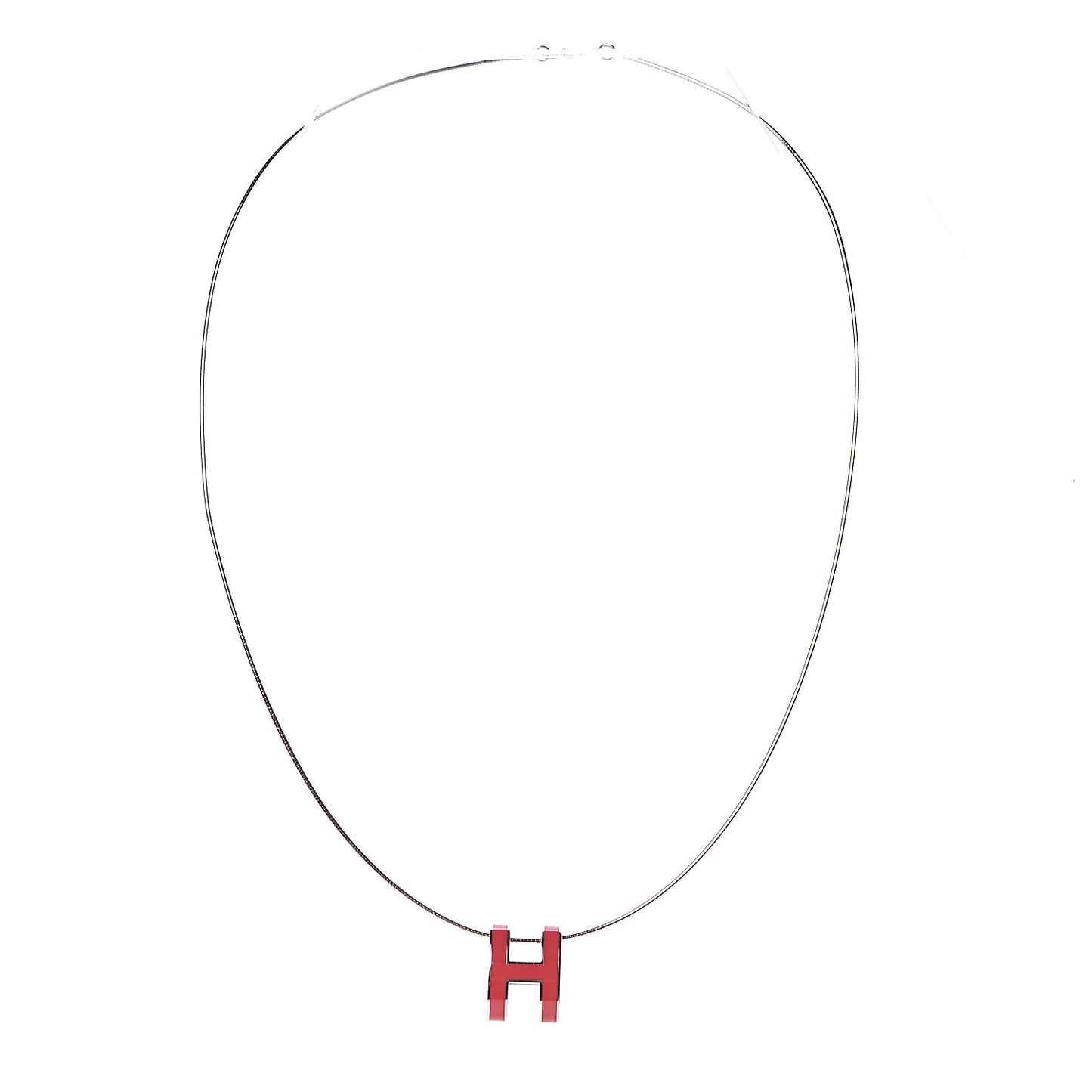 Lacquered Pop H Pendant Necklace Rouge Corail